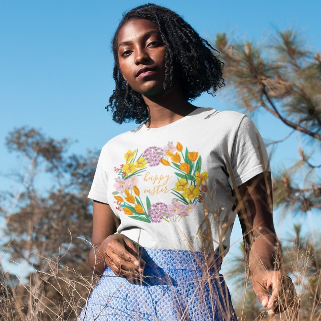 Camiseta Flores modernas de primavera amarillas y verdes fe (Subido por el creador)