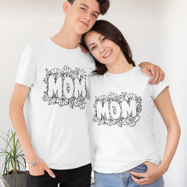 Camiseta Flores MOM l en blanco y negro