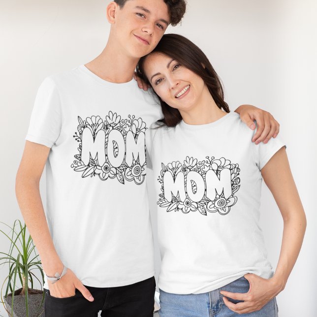 Camiseta Flores MOM l en blanco y negro (Subido por el creador)