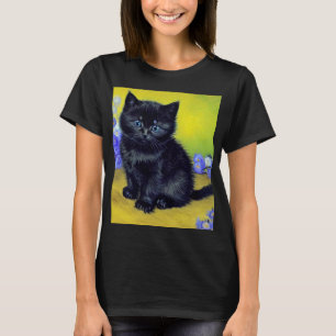 Camiseta Flores moradas de gato negro Van Gogh