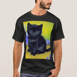Camiseta Flores moradas de gato negro Van Gogh