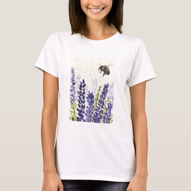 Camiseta Flores moradas de lavanda y abejorros (Anverso)