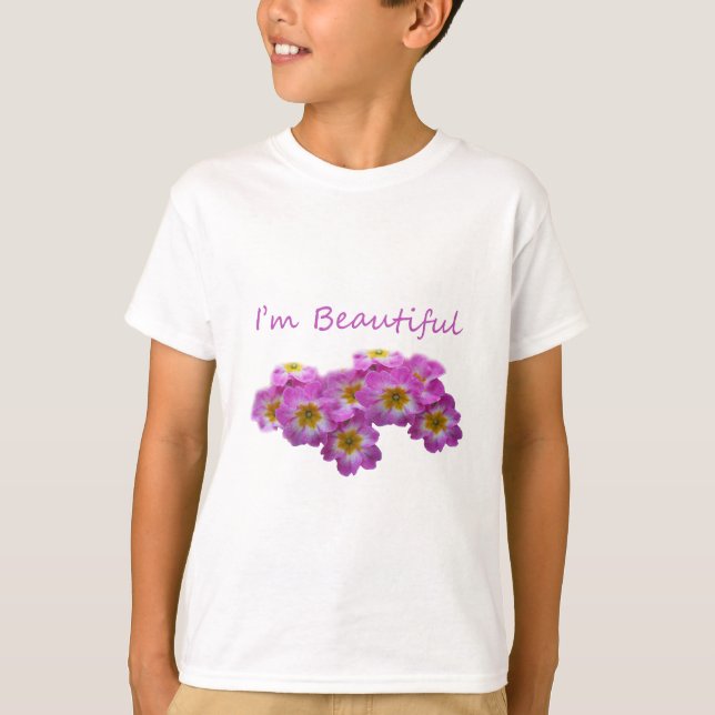 Camiseta Flores moradas, soy hermosa (Anverso)
