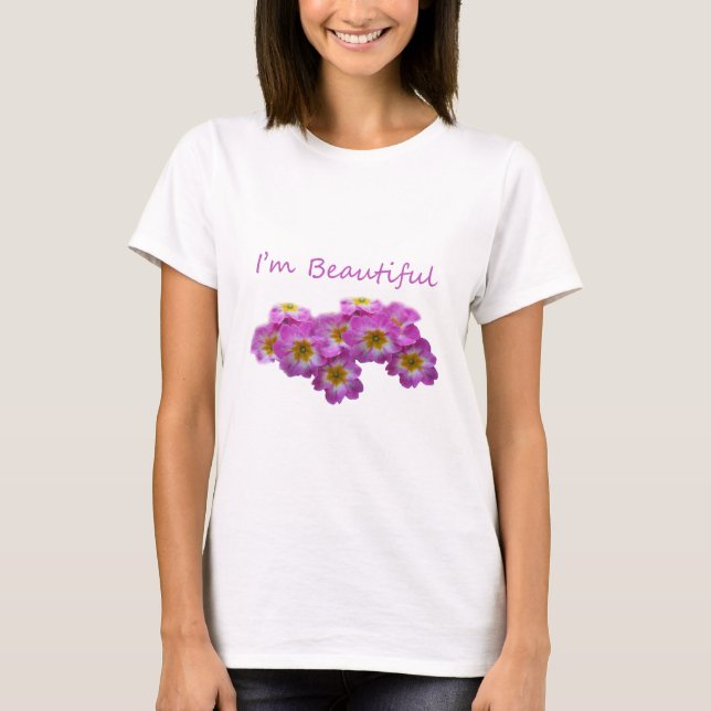 Camiseta Flores moradas, soy hermosa (Anverso)