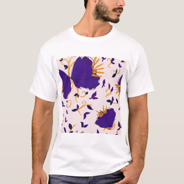 Camiseta Flores moradas y amarillas (Anverso)
