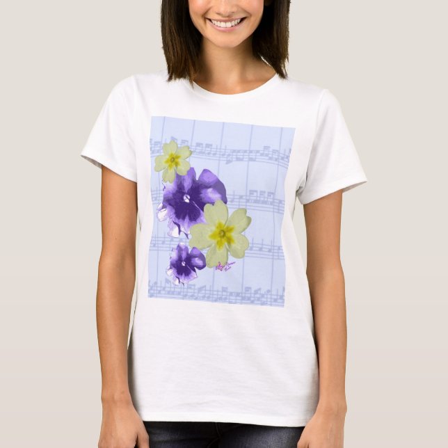 Camiseta Flores moradas y amarillas Hoja Spaghetti Straps (Anverso)