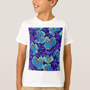 Camiseta Flores moradas y azules William Morris