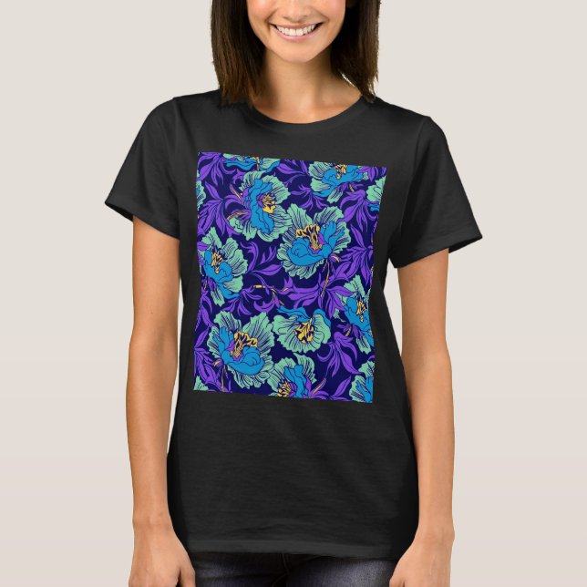 Camiseta Flores moradas y azules William Morris (Anverso)