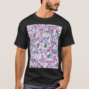 Camiseta Flores moradas y bayas: acuarela