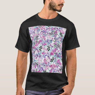 Camiseta Flores moradas y bayas: acuarela
