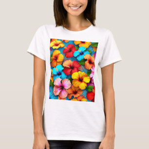 Camiseta Flores multicolores florales patrón-36355