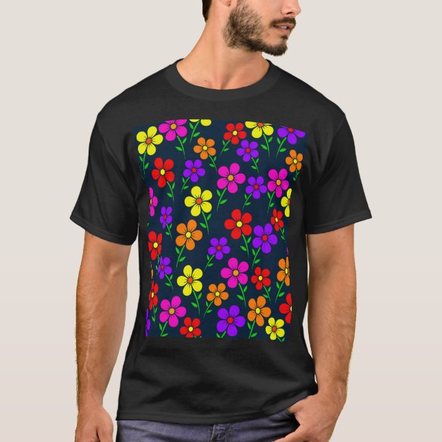 Camiseta Flores Multicolores Patrón Floral (Anverso)
