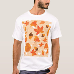 Camiseta Flores naranjas: Patrón Doodle de mano.