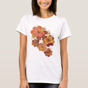 Camiseta Flores NARANJAS Y ROSADAS PLATA CON ESTRELLAS DORA
