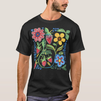 Camiseta Flores nativas del patrón floral de Ojibwe