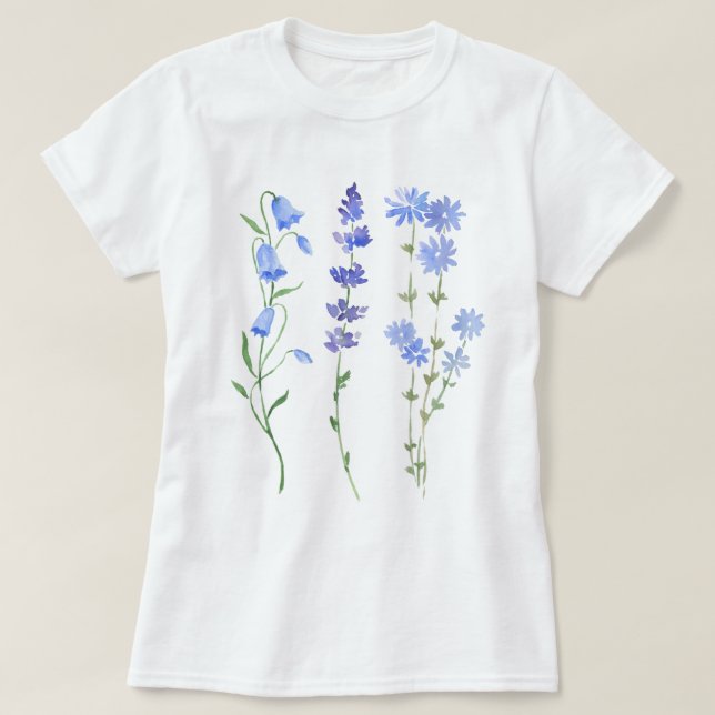 Camiseta Flores naturales de color azul (Diseño del anverso)