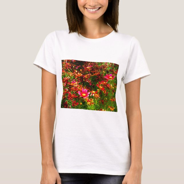Camiseta Flores negras rosadas y amarillas Daisy Wild (Anverso)