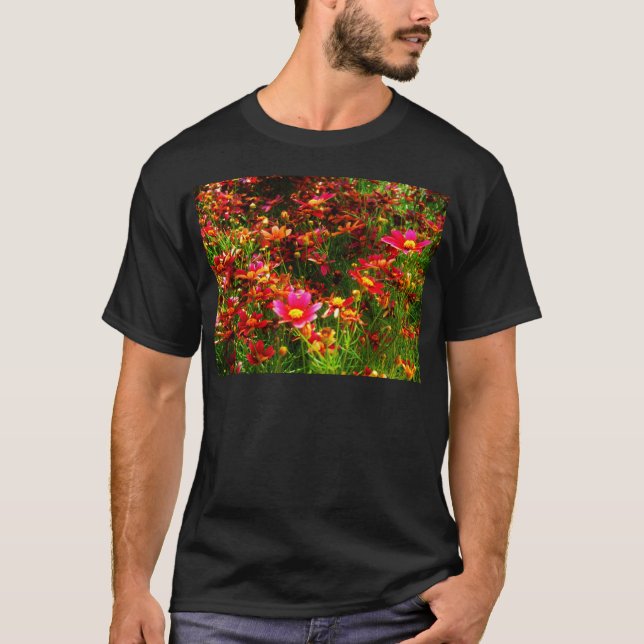 Camiseta Flores negras rosadas y amarillas Daisy Wild (Anverso)