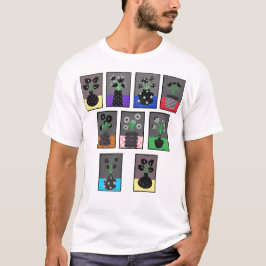 Camiseta Flores negras y blancas en jarrones negros