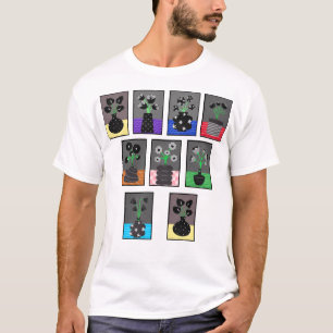 Camiseta Flores negras y blancas en jarrones negros