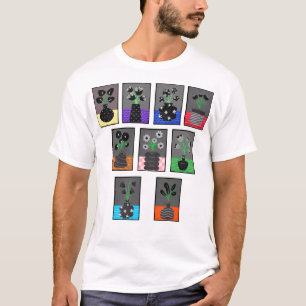 Camiseta Flores negras y blancas en jarrones negros