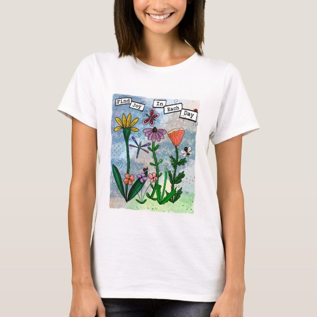 Camiseta Flores Notas musicales y arte de la alegría (Anverso)