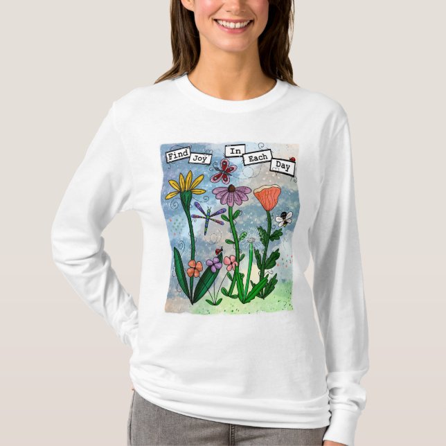 Camiseta Flores Notas musicales y arte de la alegría (Anverso)