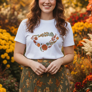 Camiseta Flores otoñales con hojas otoño