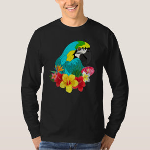 Camiseta Flores Pájaro Selva Animal Tropical Guacamayo Loro