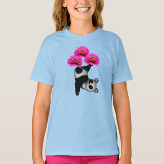 Camiseta Flores Panda Bear Y Rosa Zinnia