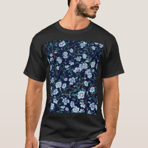 Camiseta Flores para niños: azul oscuro sin costura
