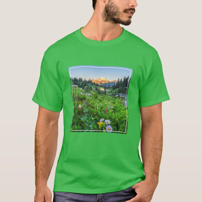 Camiseta Flores | Parque nacional Monte Rainier (Anverso)