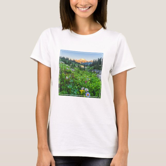 Camiseta Flores | Parque nacional Monte Rainier (Anverso)