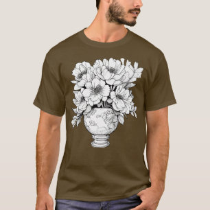 Camiseta flores Peonías en un jarrón página para colorear