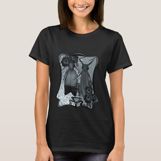 Camiseta Flores petunias e insectos voladores nocturnos (Anverso)