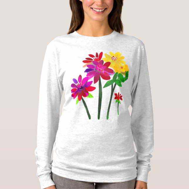 Camiseta Flores Pintadas Agradables: Acuarela (Anverso)