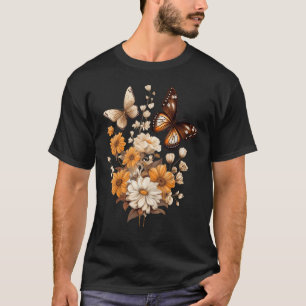 Camiseta Flores Presionadas Vintage Mariposas Floral Boho W