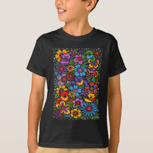 Camiseta Flores Psicodélicas Osos Bailando Grateful Colorea