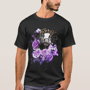 Camiseta Flores púrpuras vacas y amantes de las vacas