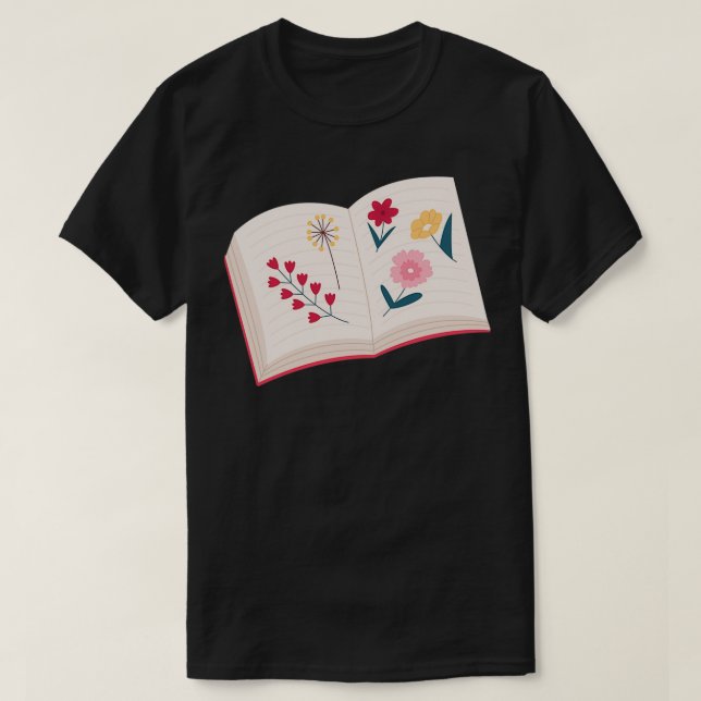 Camiseta Flores que crecen a partir de flores de libros que (Diseño del anverso)