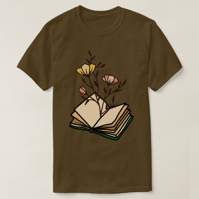 Camiseta Flores que crecen a partir de la cosecha de libros (Diseño del anverso)