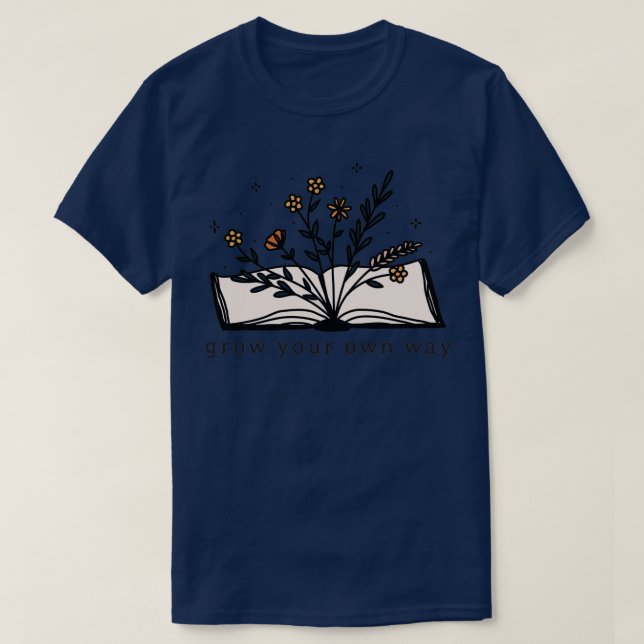 Camiseta Flores que crecen a partir de libros abiertos (Diseño del anverso)