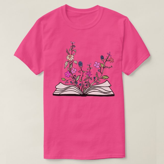 Camiseta Flores que crecen a partir de un libro 10 (Diseño del anverso)