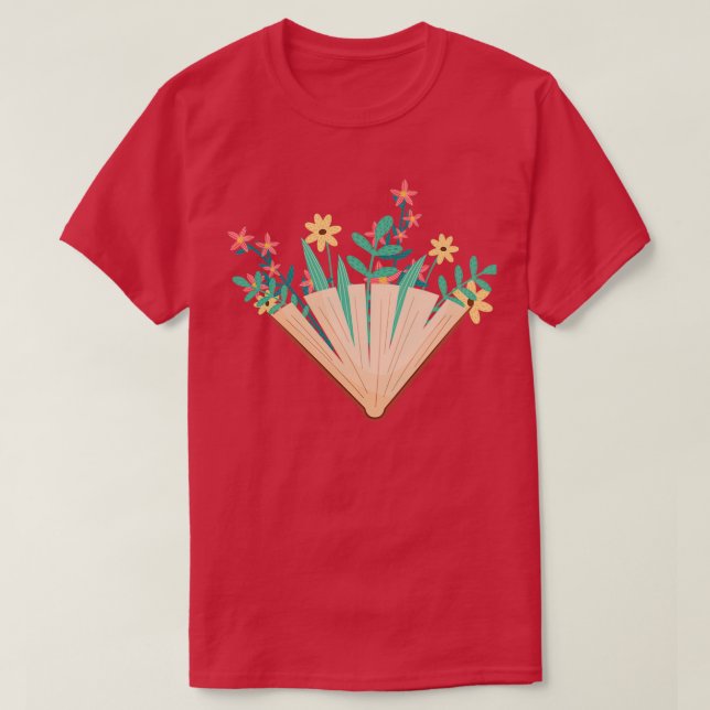 Camiseta Flores que crecen de un Pegatina gracioso del libr (Diseño del anverso)