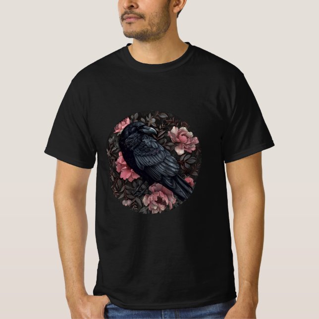 Camiseta Flores raven gótica vintage (Anverso)