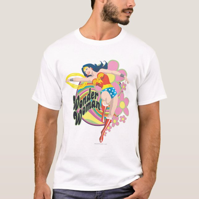 Camiseta Flores retro de mujer maravilla (Anverso)