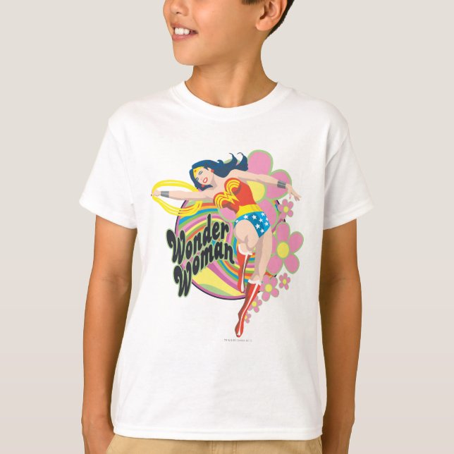 Camiseta Flores retro de mujer maravilla (Anverso)