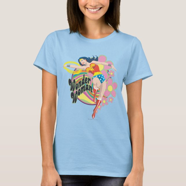 Camiseta Flores retro de mujer maravilla (Anverso)
