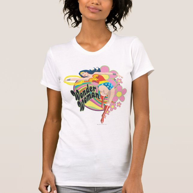 Camiseta Flores retro de mujer maravilla (Anverso)