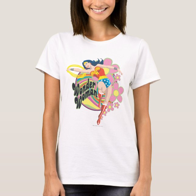 Camiseta Flores retro de mujer maravilla (Anverso)